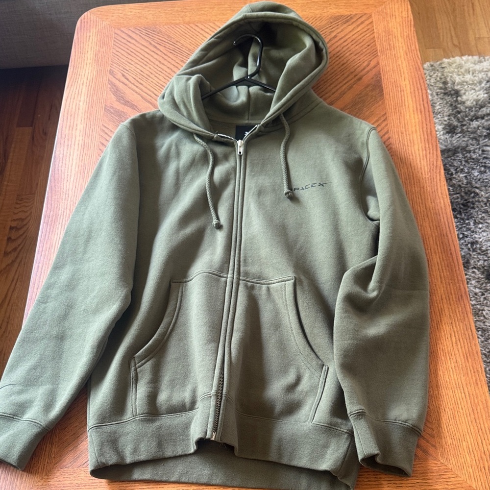 SpaceX Olive Green Men's Zip-Up Sweater size small